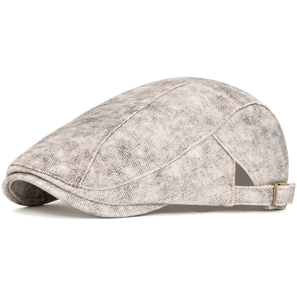 Ilkley Print Cotton Beret in Gray