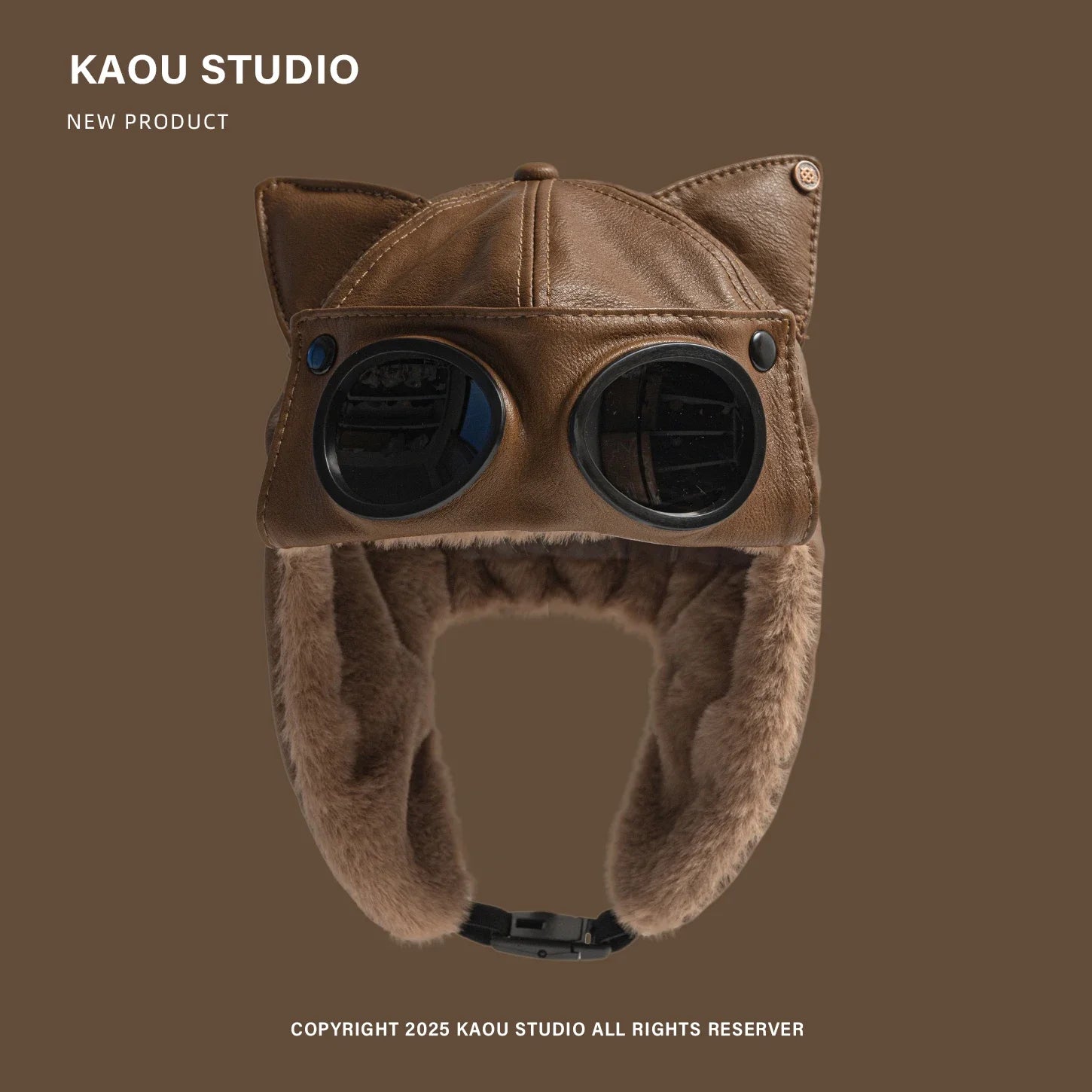 Maverick Cat Ear Pilot Cap in Light Brown