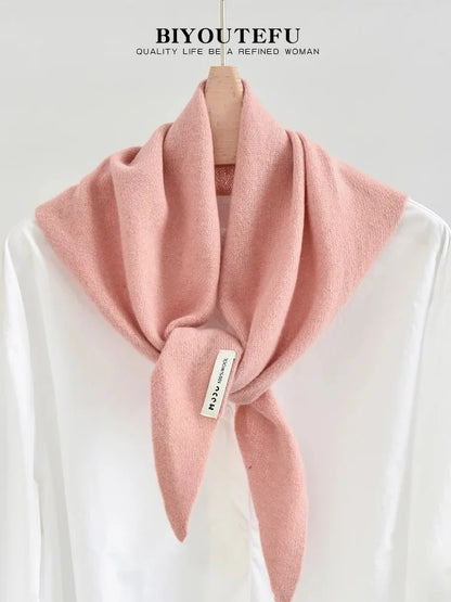 Marlborough Merino Wool Triangle Scarf in Pink