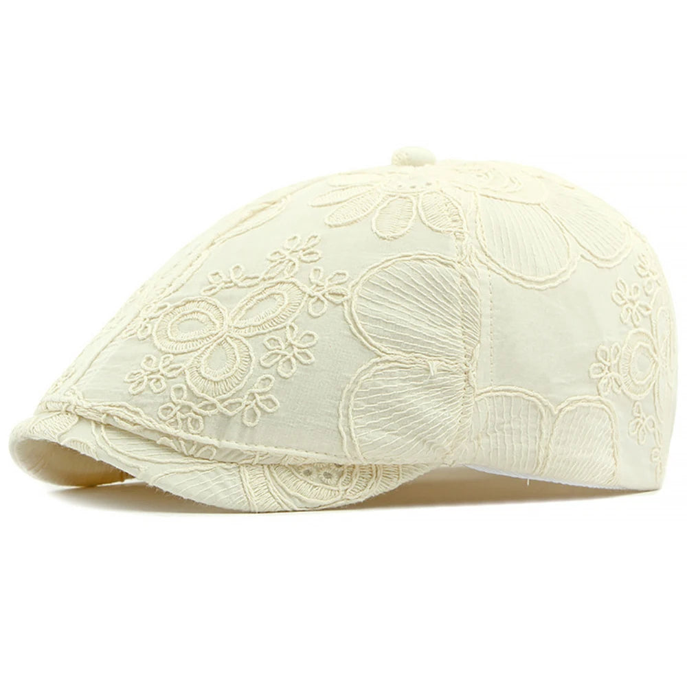 Leicester Floral Artist Beret in Beige