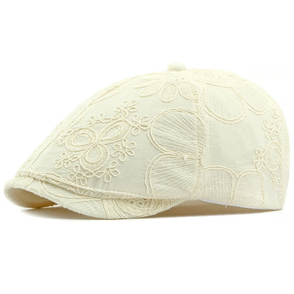 Leicester Floral Artist Beret in Beige