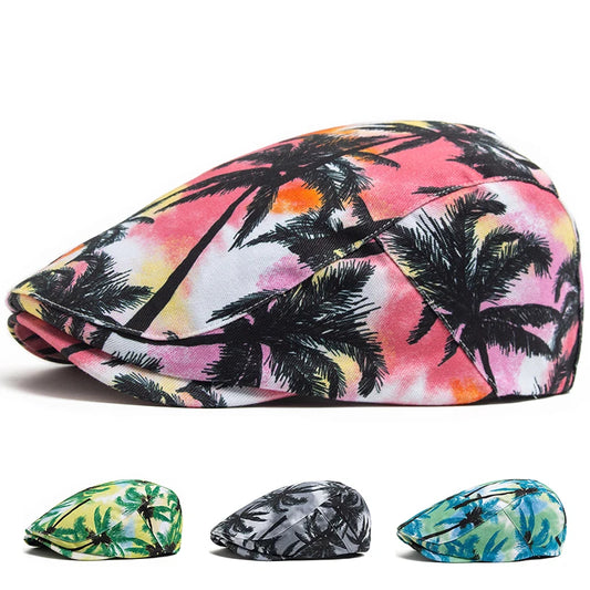 Print Cotton Ivy Cap | Riviera Summer Flat Cap | Urban Caps NZ
