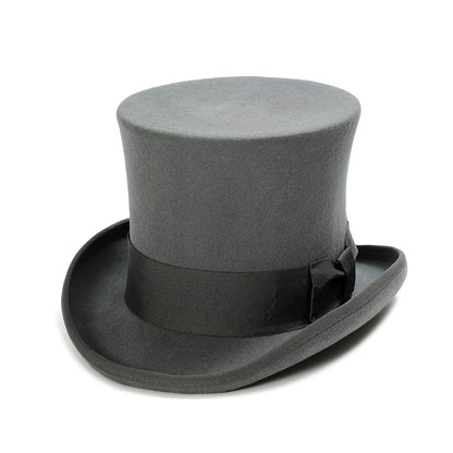 Victorian Style Wool Felt Top Hat – Elegant Gentleman Cylinder Hat