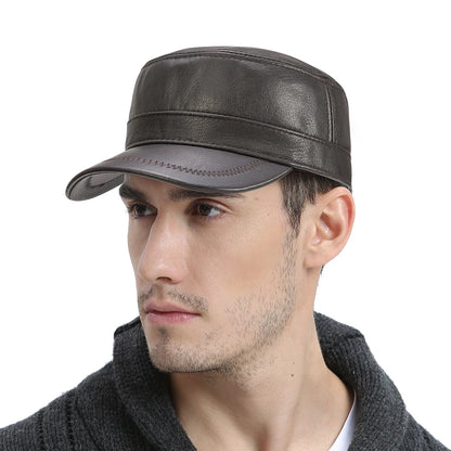The Wellington | Men's Leather Cadet Flat Top Cap | Urban Caps NZ