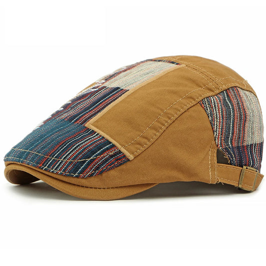 Perugia Patchwork Artist Beret in Khaki