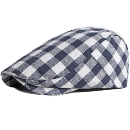 Aberdeen Plaid Artist Beret in Back Buckle Navy