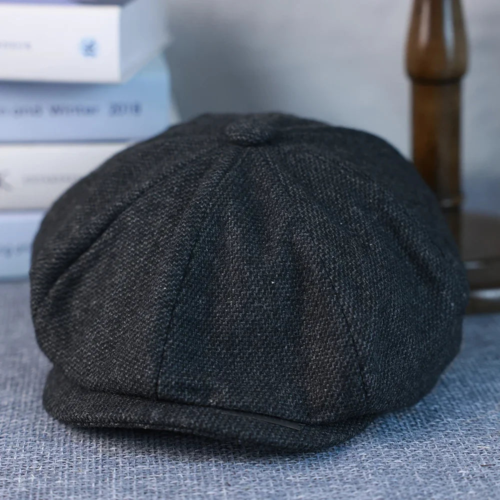 Durham Wool Newsboy Cap in Dark Grey