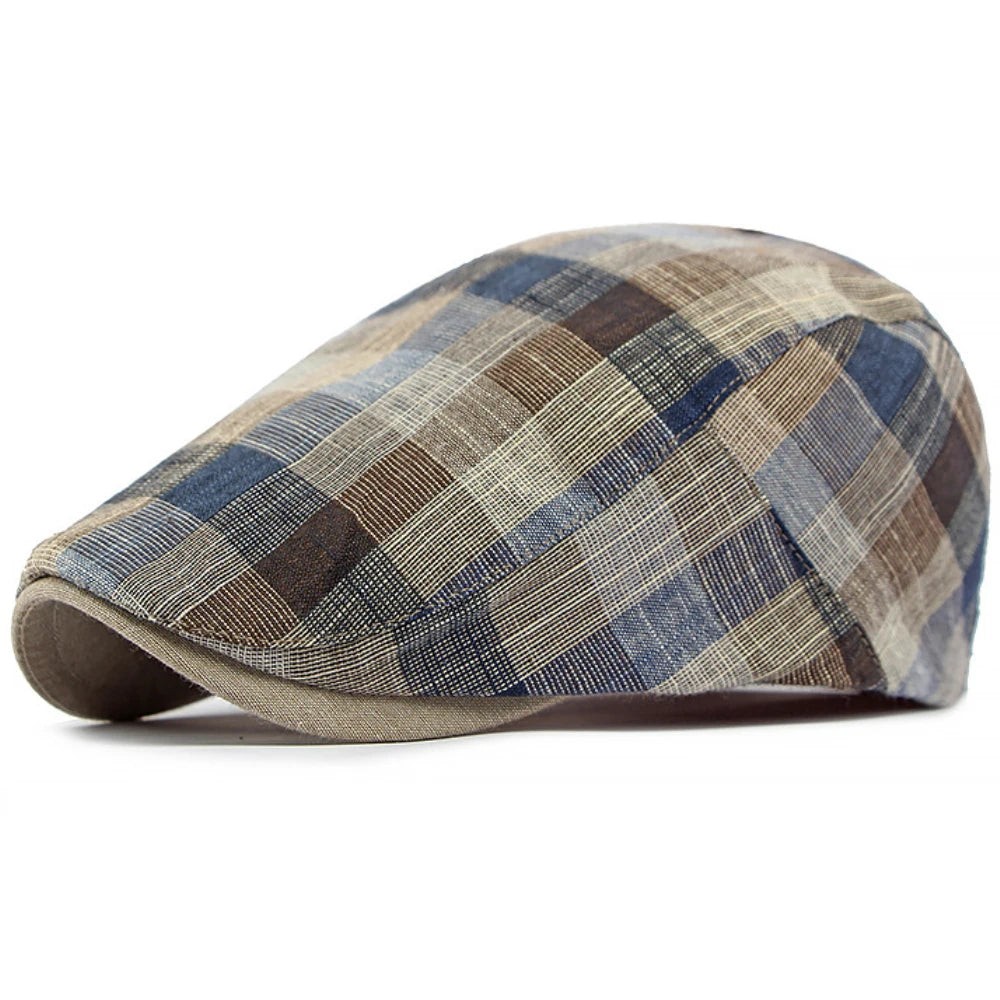 Assisi Plaid Artist Beret in Coffee