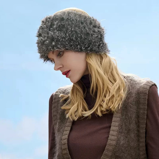 Plush Rabbit Fur Headband | Winter Warm Hairband | Urban Caps NZ