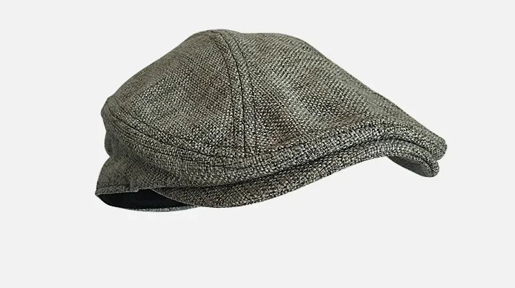 Ashton Linen Newsboy Cap in Bluish Gray