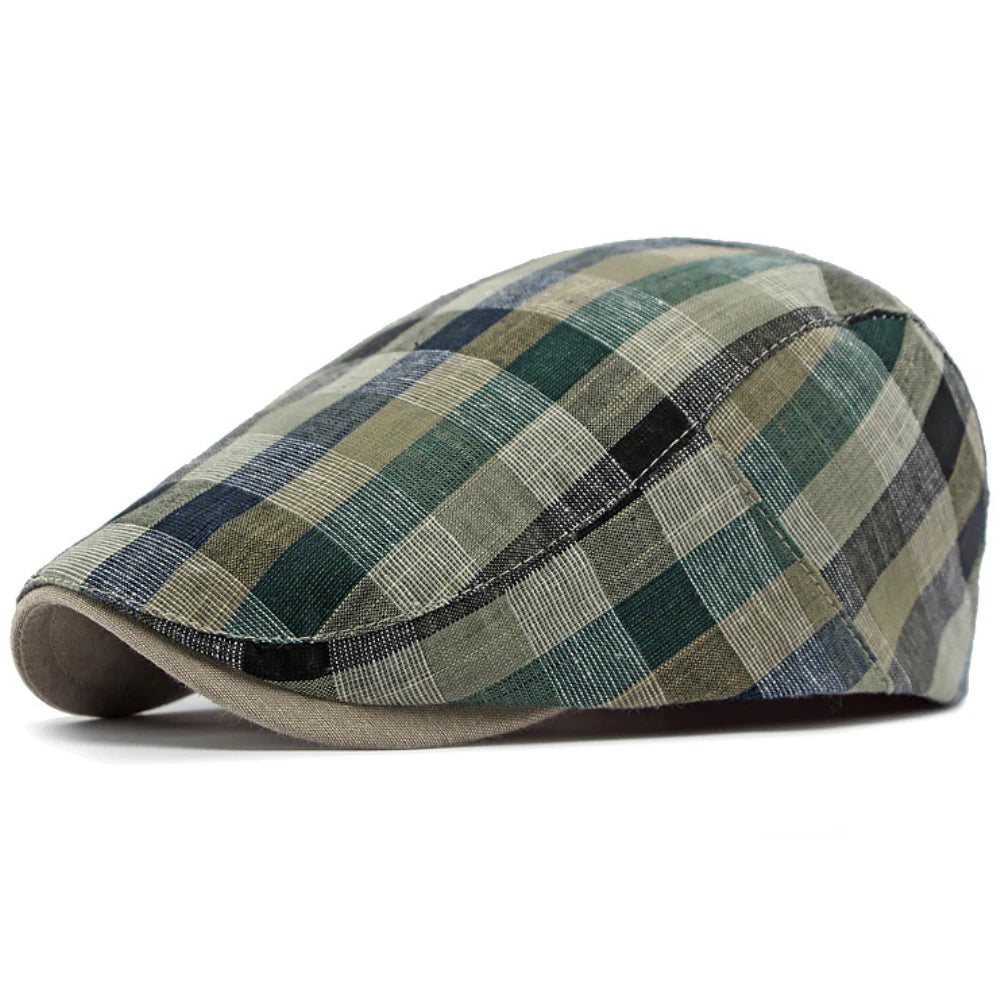 Assisi Plaid Artist Beret in Green