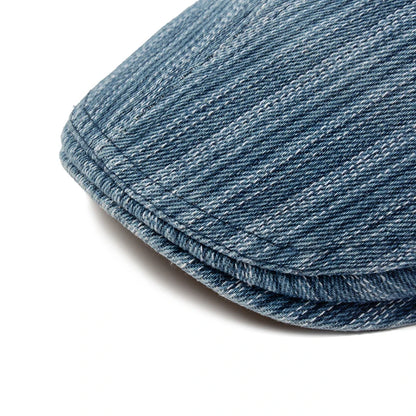 Striped Cotton Peaked Ivy Cap | Soft Top Summer Flat Cap | Urban Caps NZ