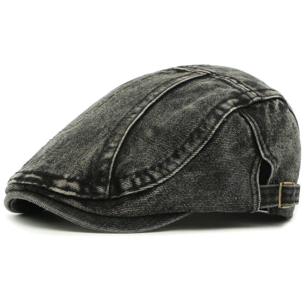 Bologna Denim-Style Beret in Black