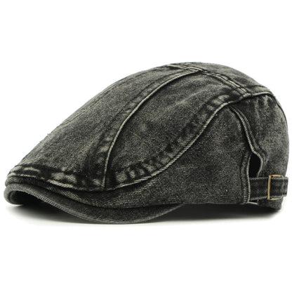 Bologna Denim-Style Beret in Black