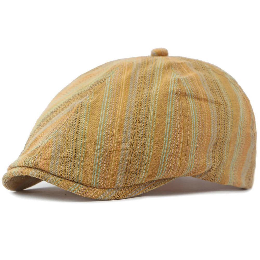 Cordoba Striped Artist Beret in Yellow