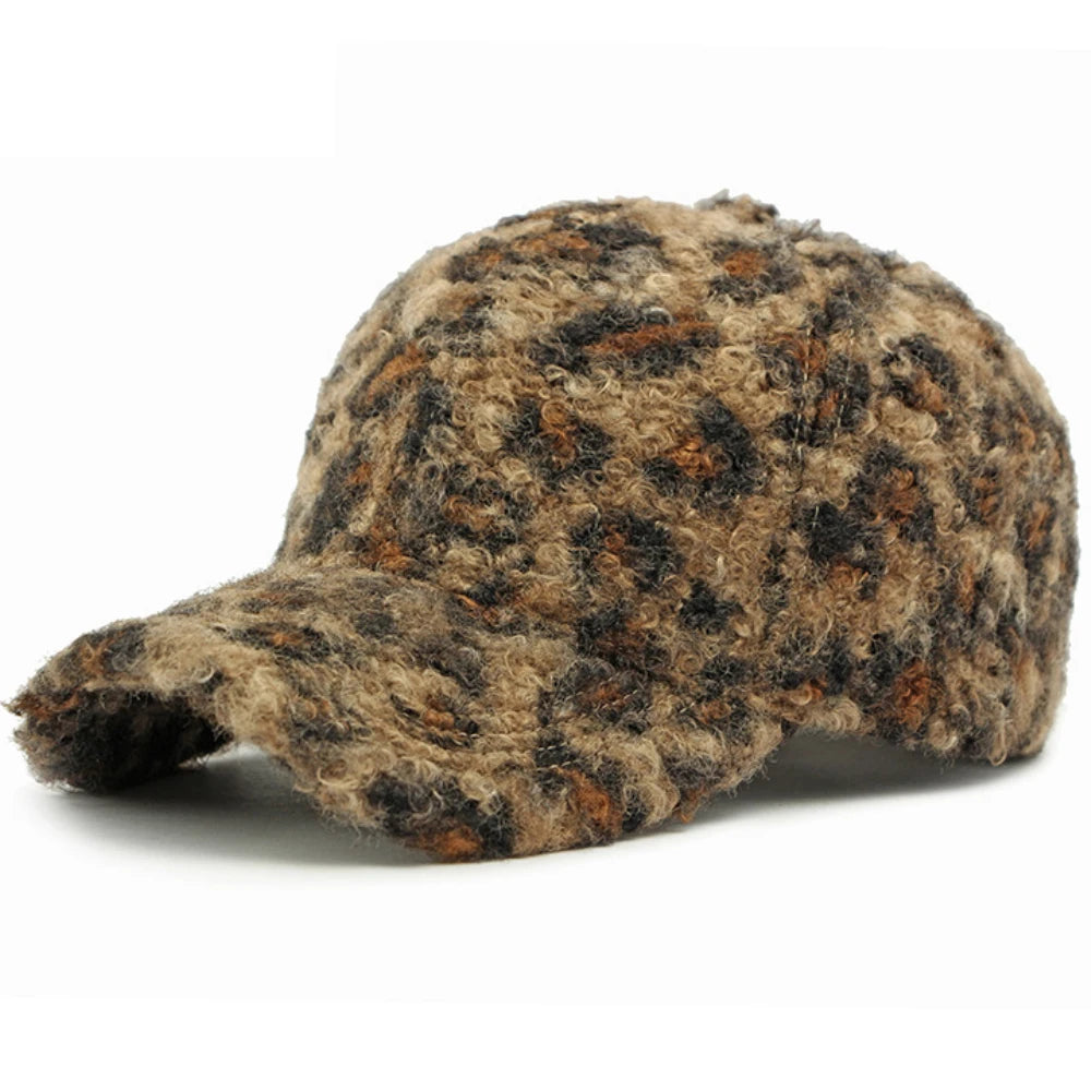 Savoy Leopard-Print Baseball Cap in Coffee