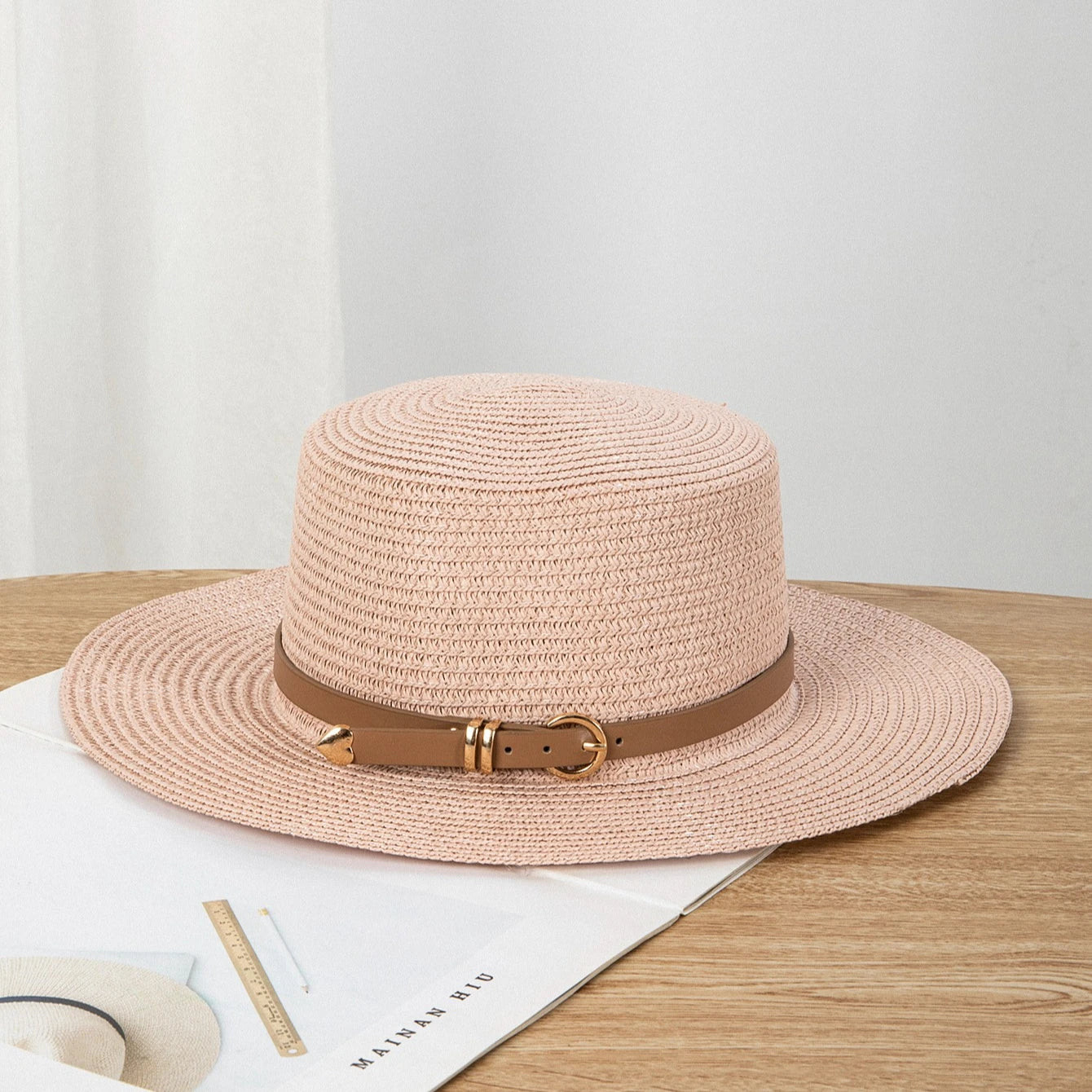 Positano Raffia Beach Hat in Pink