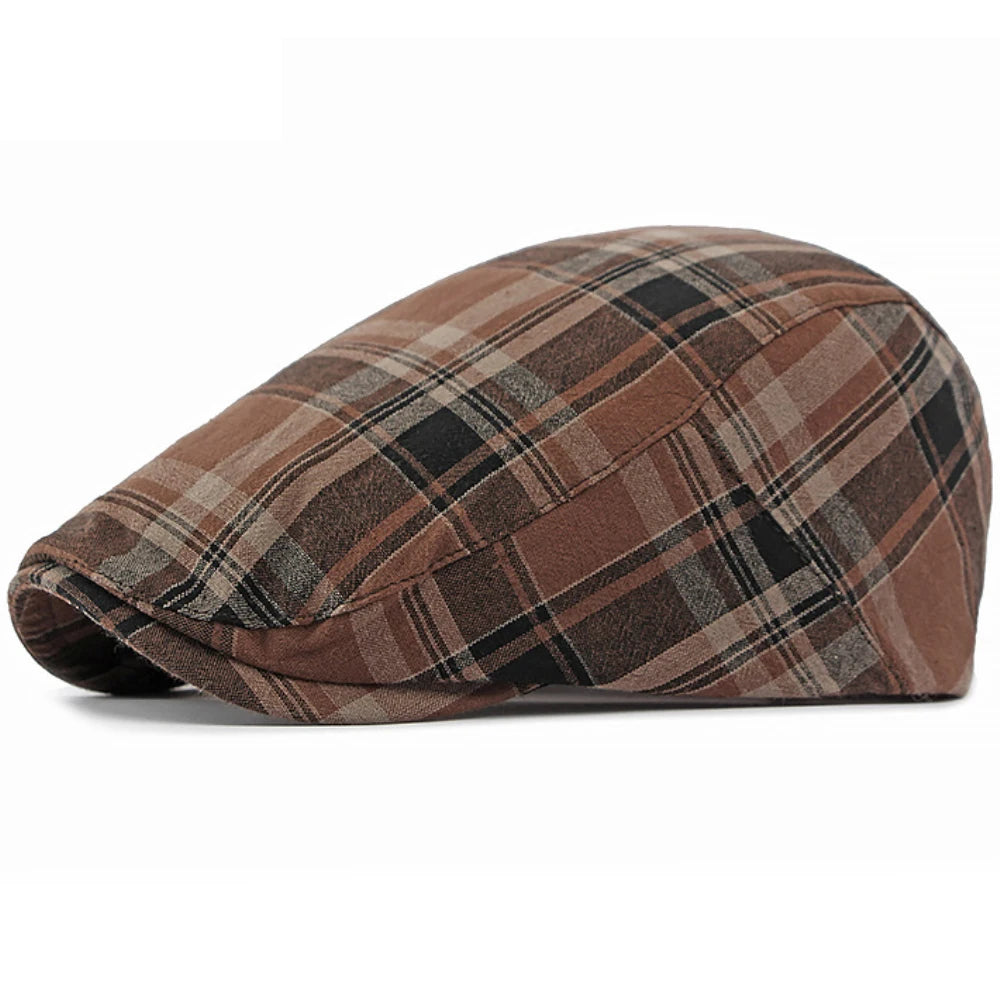 Assisi Plaid Artist Beret in Coffee