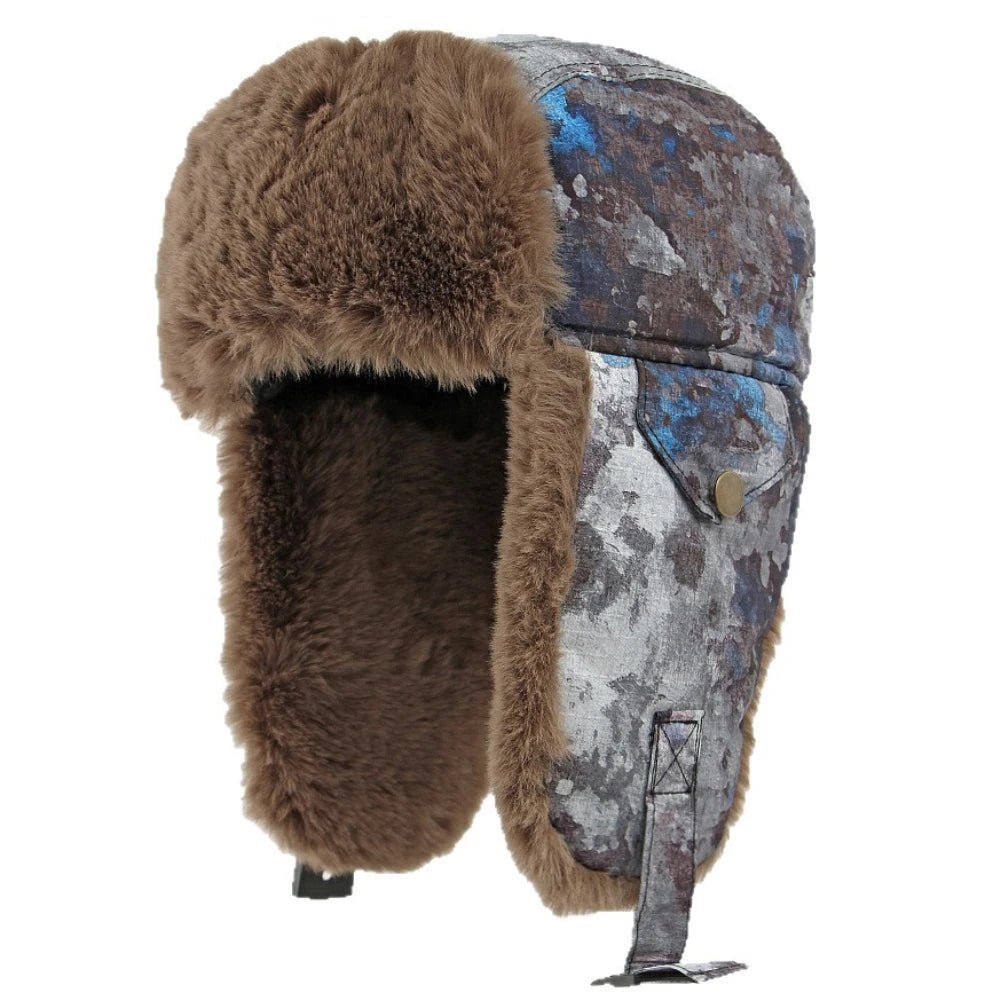 Arctic Camouflage Trapper Hat in Sky Blue
