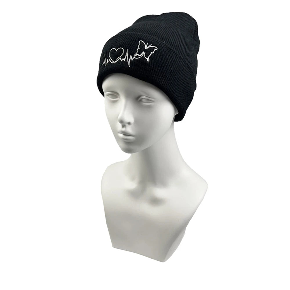 The Heartline | ECG Embroidery Unisex Knitted Beanie | Urban Caps NZ