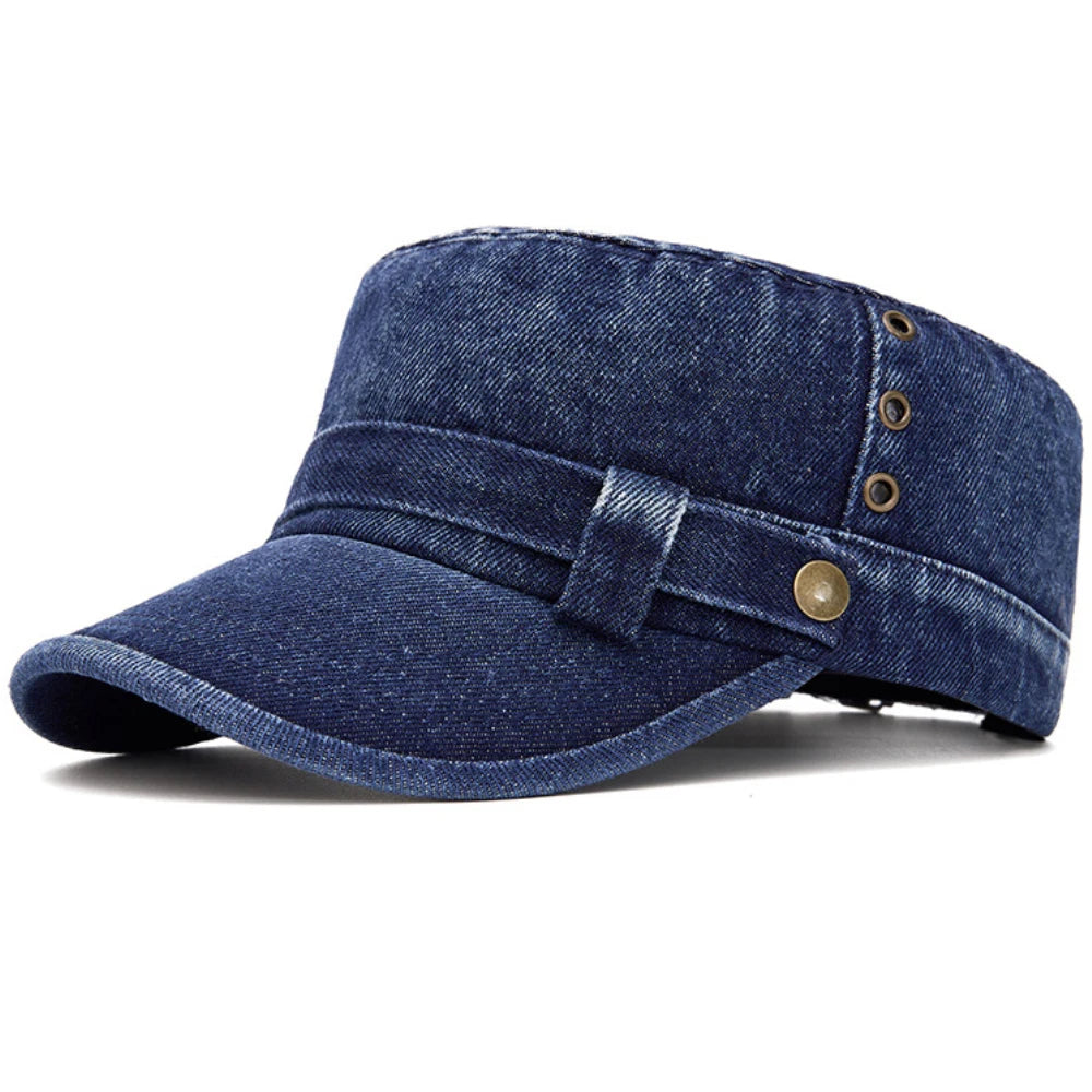 Marylebone Denim Cadet Cap in Dark Blue