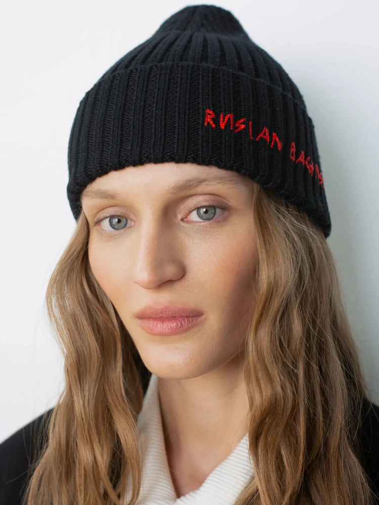 The Chamonix | Thick Wool Embroidered Letter Knitted Beanie | Urban Caps NZ