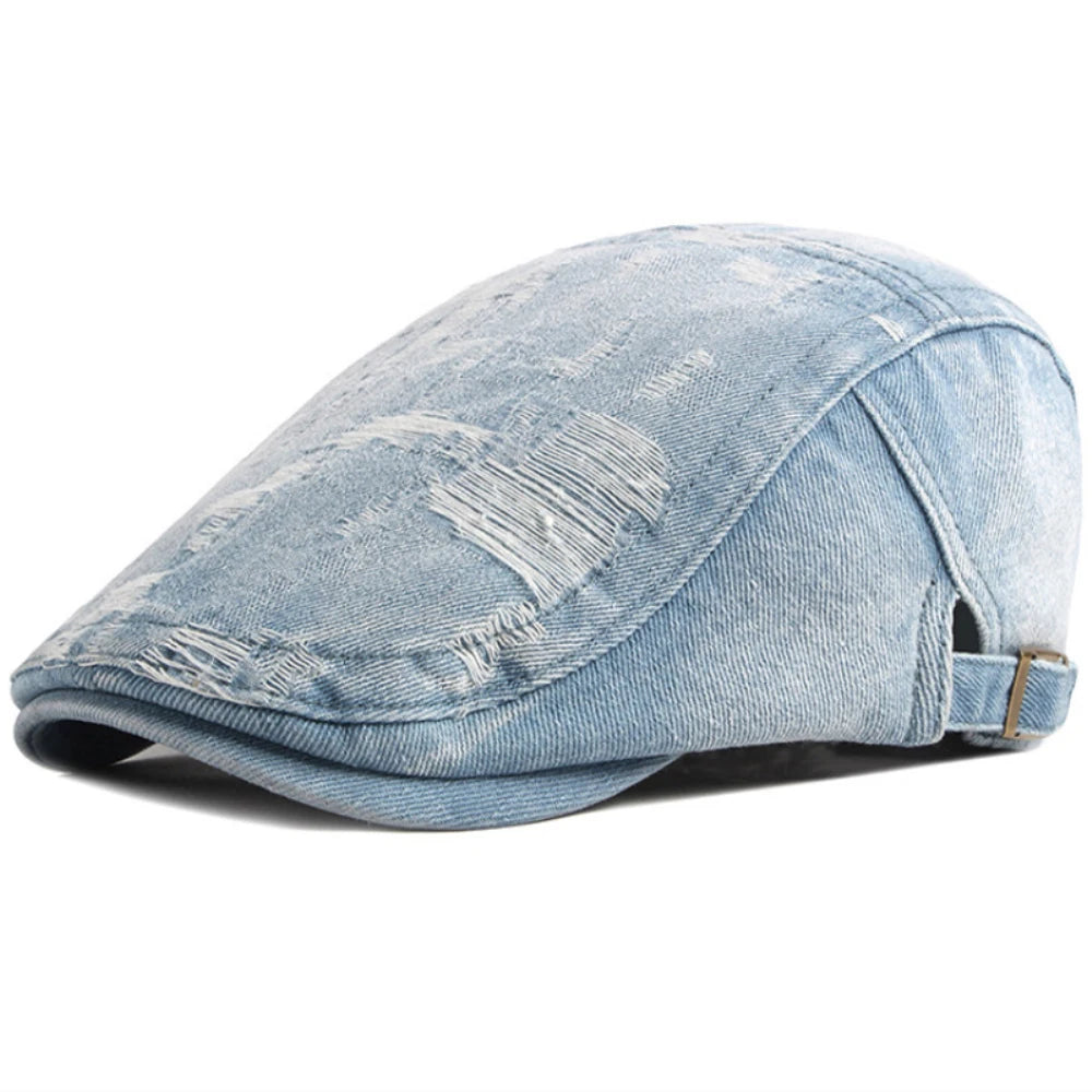 Denbigh Denim-Style Beret in Light Blue