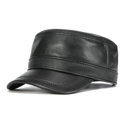 The Wellington | Men's Leather Cadet Flat Top Cap | Urban Caps NZ