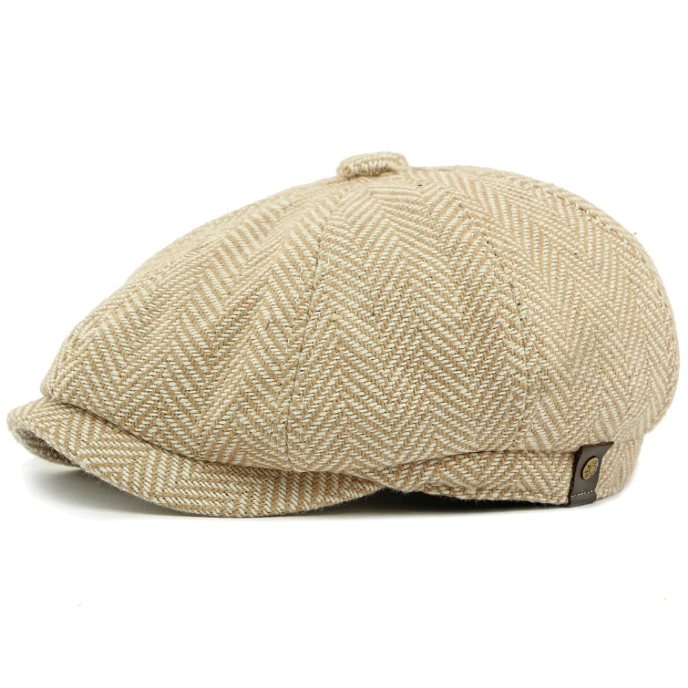 Valencia Striped Beret in Beige