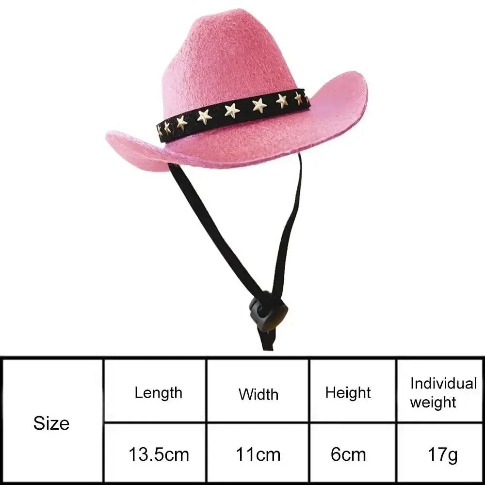 Pet cowboy hat with ribbon trim in pink