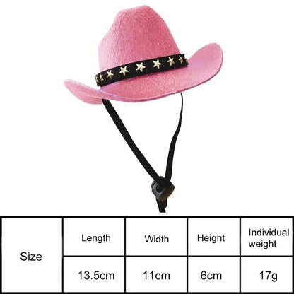 Pet cowboy hat with ribbon trim in pink