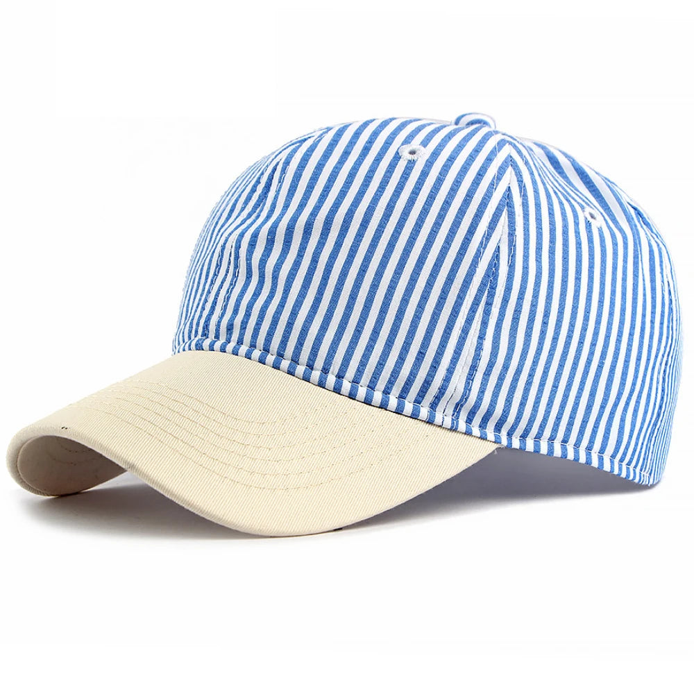 Putney Striped Sun Cap in Dark Blue