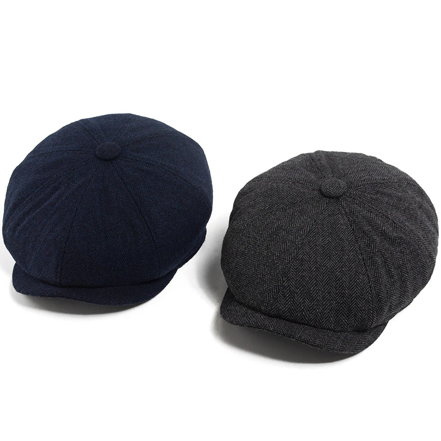 Herringbone Octagonal Newsboy Cap | British Winter Cap | Urban Caps NZ
