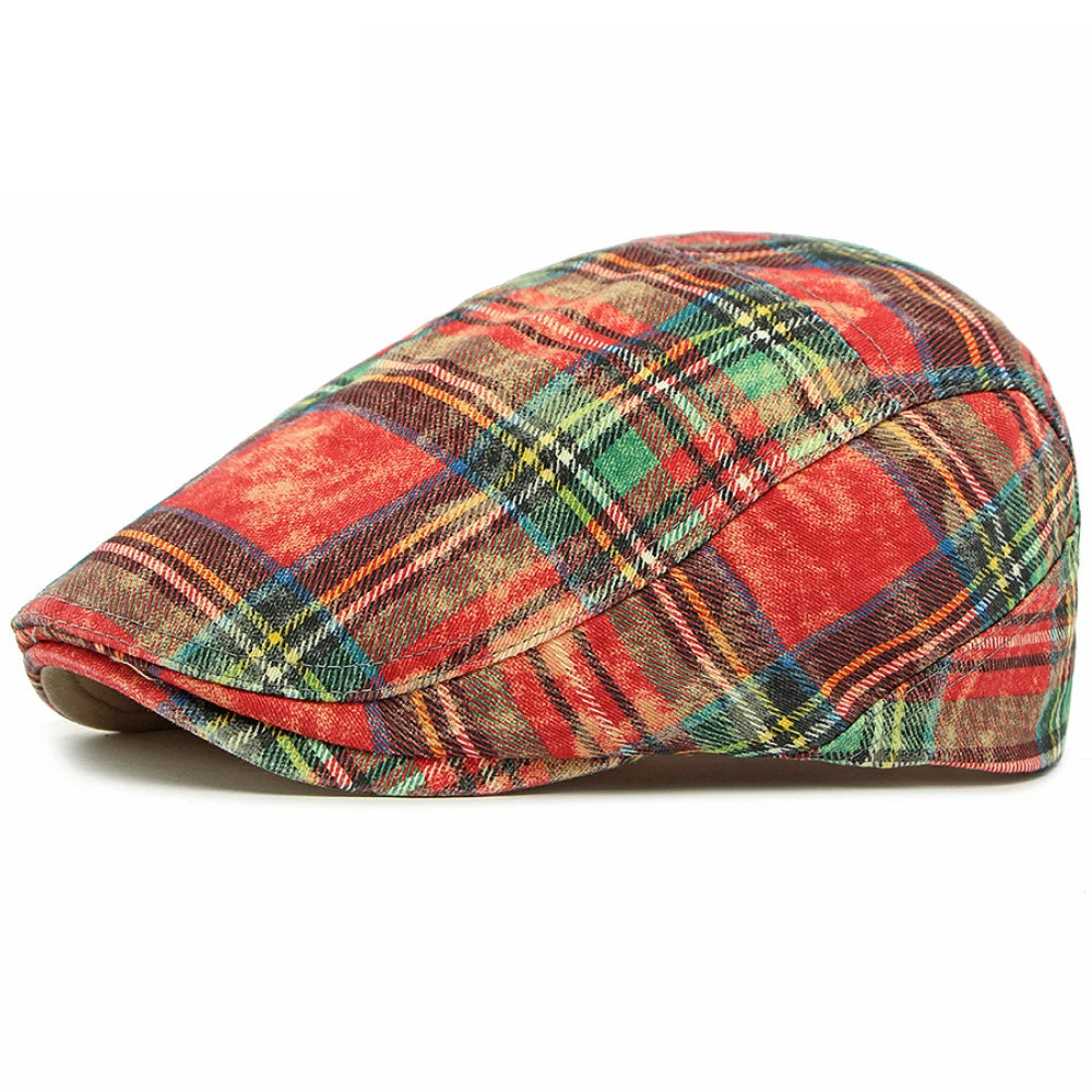 Barcelona Plaid Artist Beret in Red