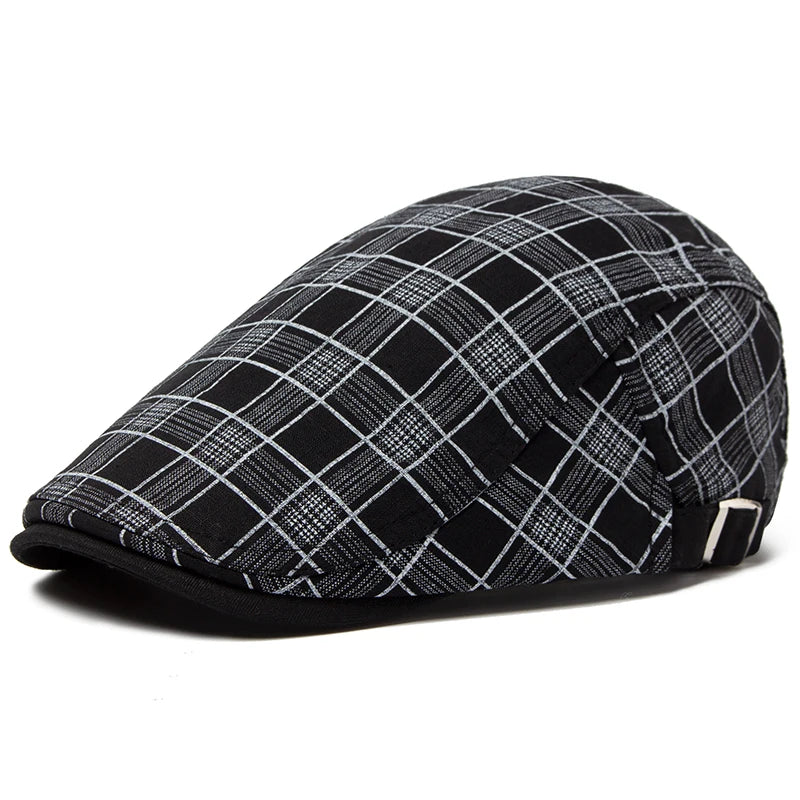 Striped Plaid Cotton Linen Ivy Cap | Thin Summer Flat Cap | Urban Caps NZ