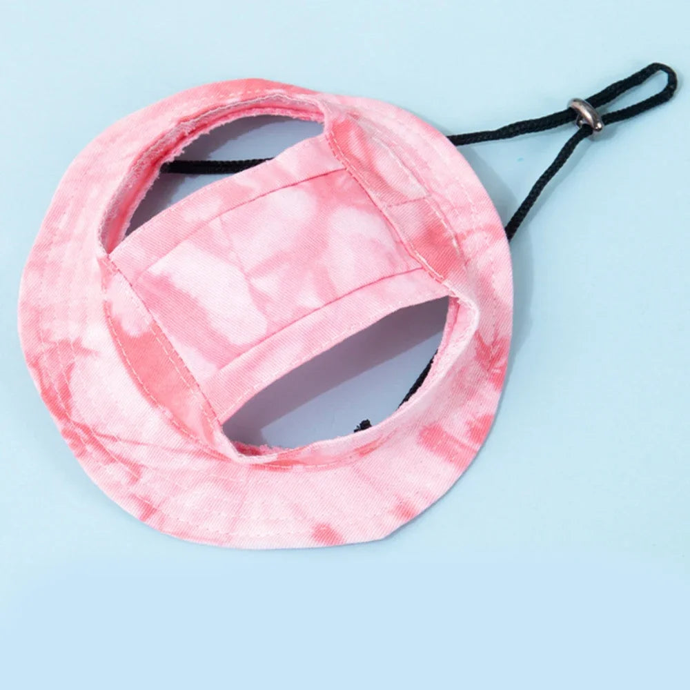 Cotton dog baseball cap with ear holes in blue