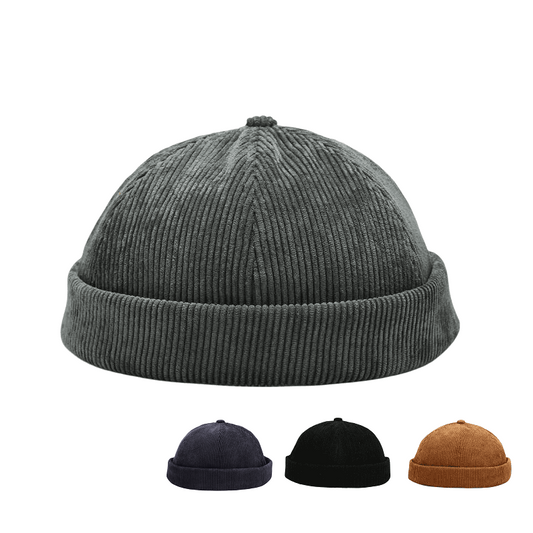 Sailor Corduroy Docker Cap – Textured Brimless Cotton Hat