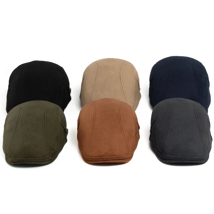 Faux Suede Side Buckle Ivy Cap | Retro Winter Flat Cap | Urban Caps NZ