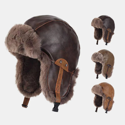 Nunivak Waterproof Leather Trapper Hat
