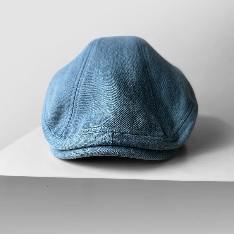 Sunderland Big-Fit Denim Newsboy Cap in Light Blue