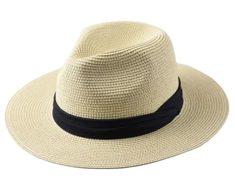 Bermuda Wide-Brim Panama Hat in Beige