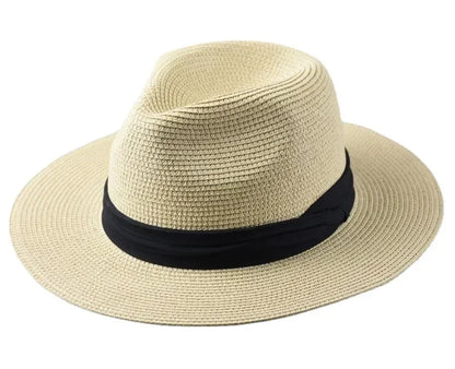 Bermuda Wide-Brim Panama Hat in Beige