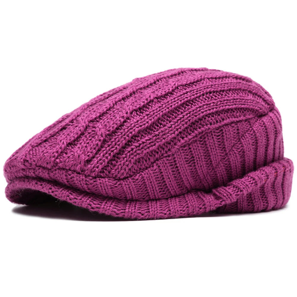 Appleby Knitted Earflap Beret in Rose Pink