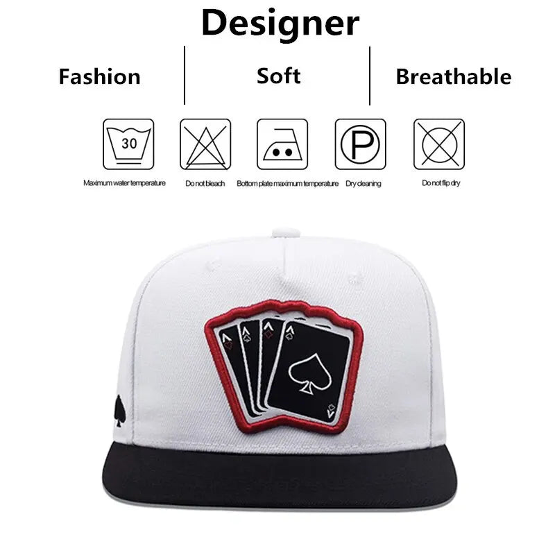 The Ace | Playing Card Embroidery Unisex Snapback Cap | Urban Caps NZ