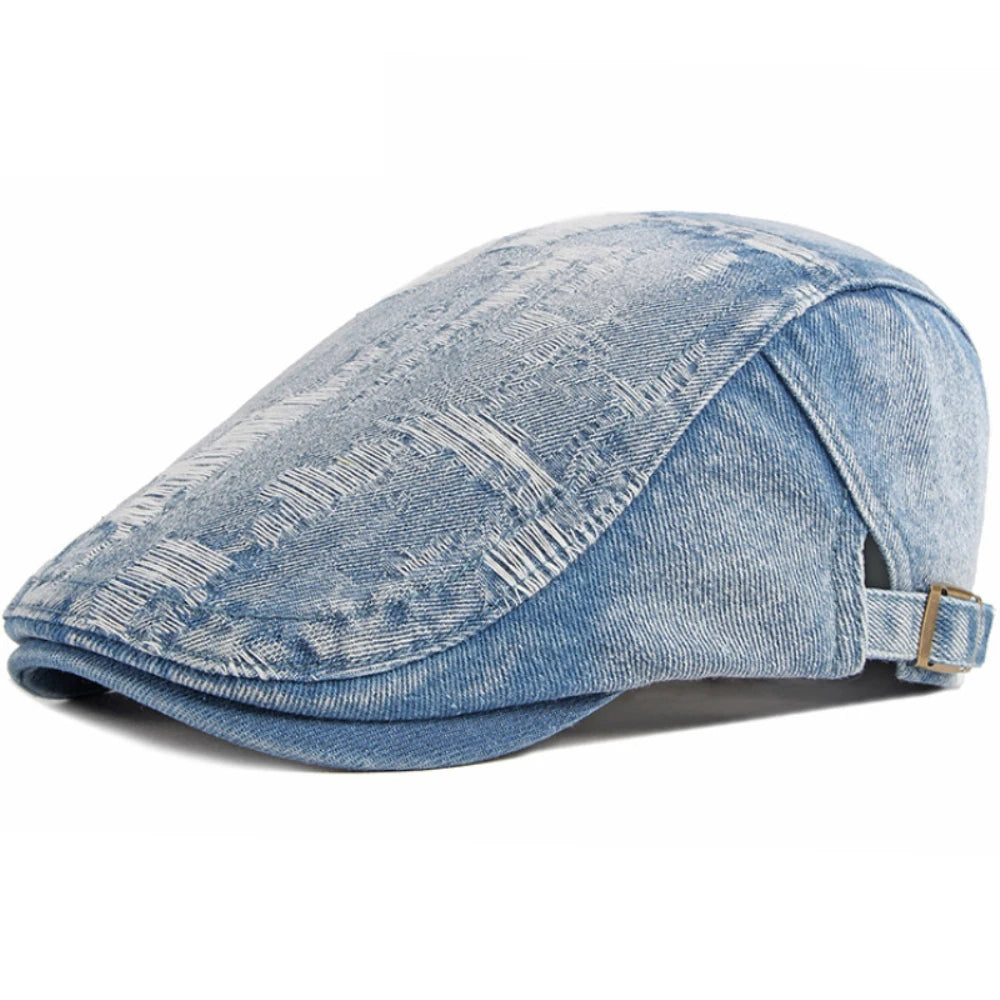 Denbigh Denim-Style Beret in Middle Blue