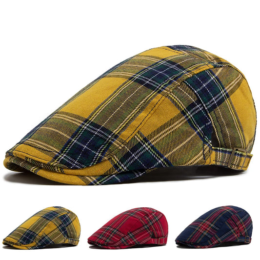 Multicolour Plaid Flat Cap | Country Heritage Ivy Cap | Urban Caps NZ