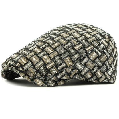 Granada Plaid Artist Beret in Back Buckle Black