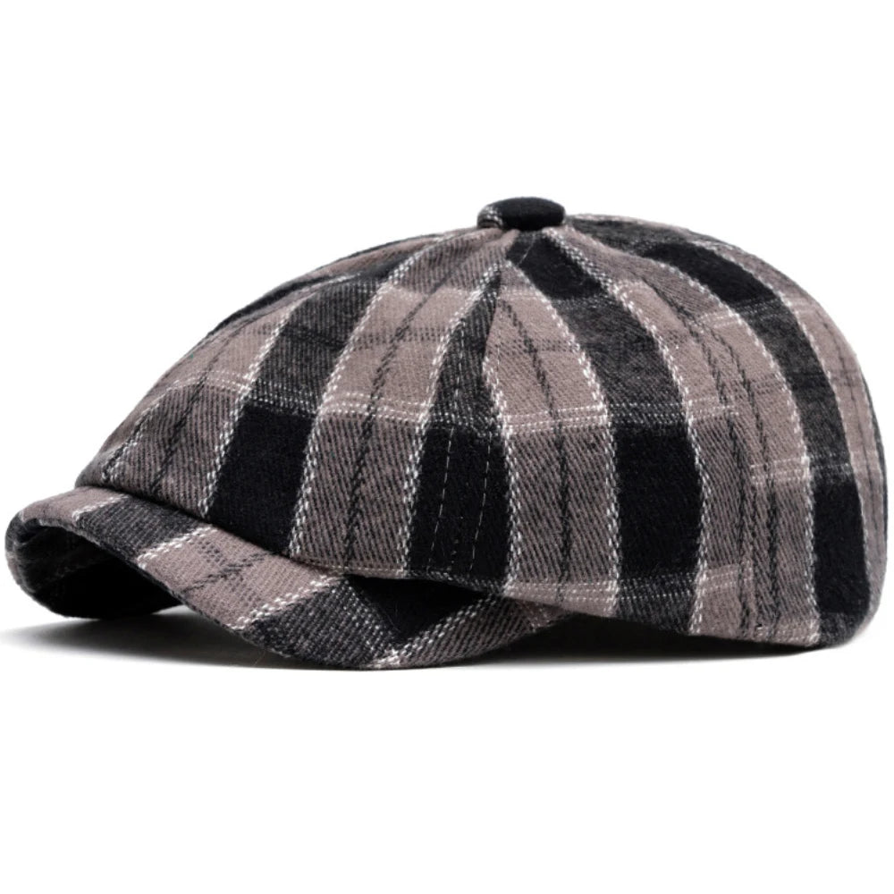 Nimes Plaid Artist Beret in Black