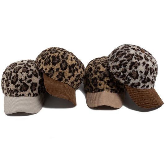 Corduroy Leopard Winter Baseball Cap | Warm Sports Cap | Urban Caps NZ