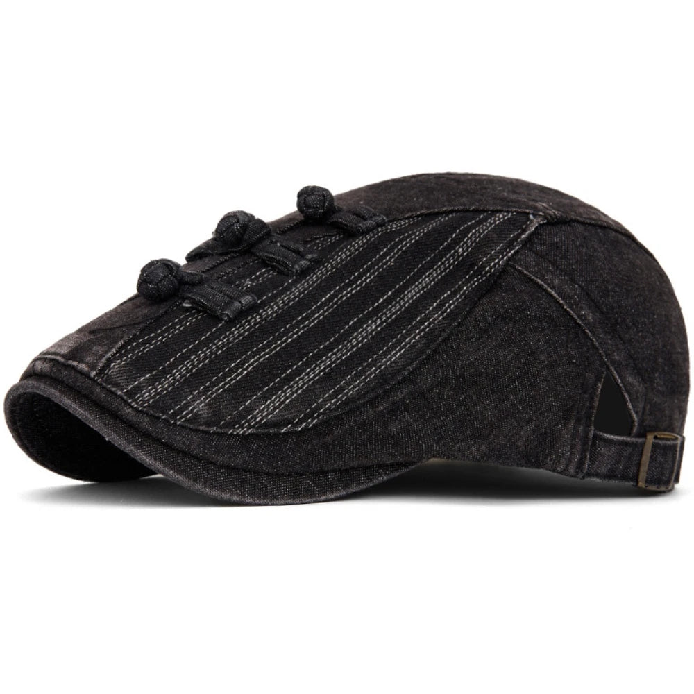 Tetbury Floral Patchwork Beret in A Black